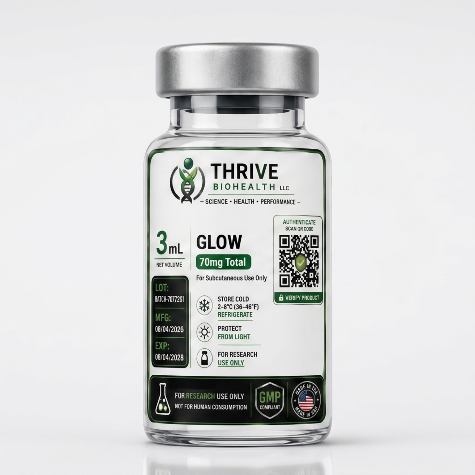 GLOW Thrive BioHealth Glow (70 mg) (GHK-Cu, TB-500, BPC-157) - Image 1
